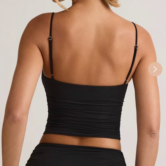 Oh Polly Elma Modal V-Neck Ruched Camisole Top Black Small - Picture 2 of 5
